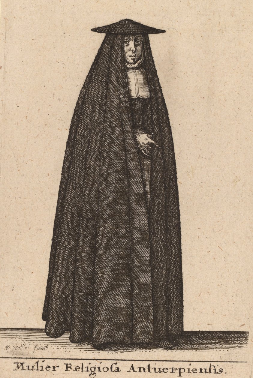 Religiös kvinna från Antwerpen. av Wenceslaus Hollar