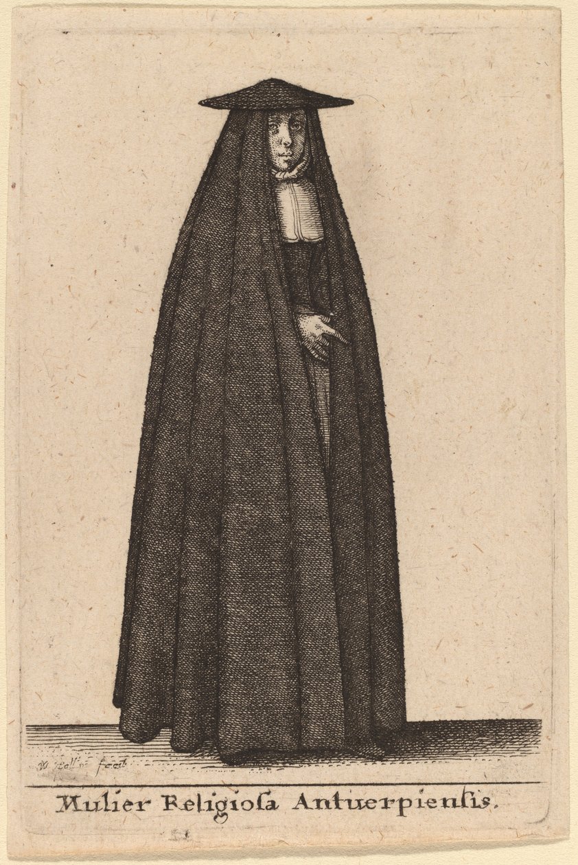 Religiös kvinna från Antwerpen av Wenceslaus Hollar