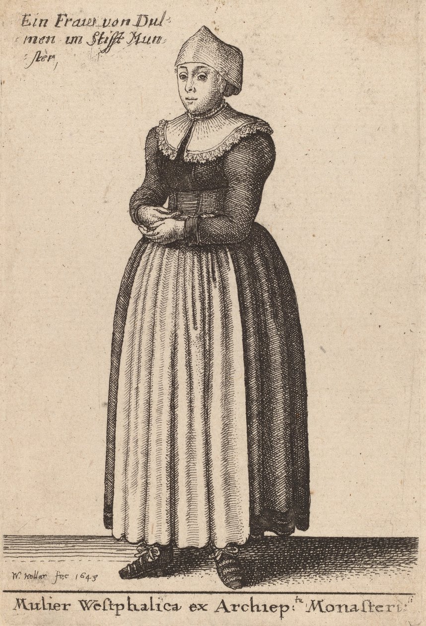 En Westfalsk kvinna från Archiep-klostret, 1643. av Wenceslaus Hollar