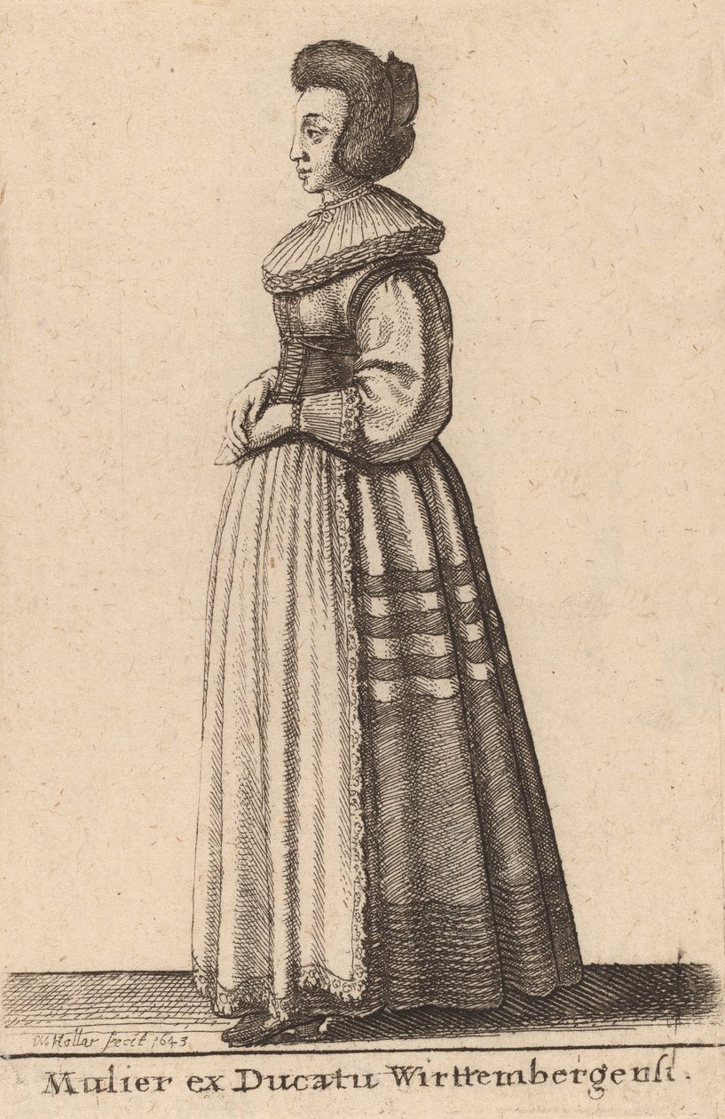 En kvinna från hertigdömet Wirttemberg, 1643. av Wenceslaus Hollar