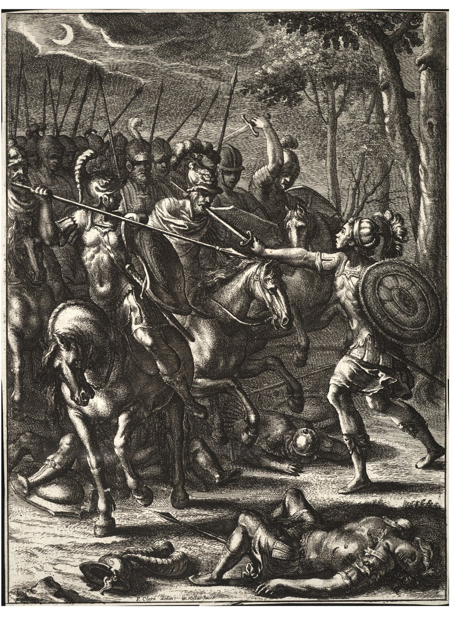 Nisus dödar Volscens. Tillstånd 2 av Wenceslaus Hollar