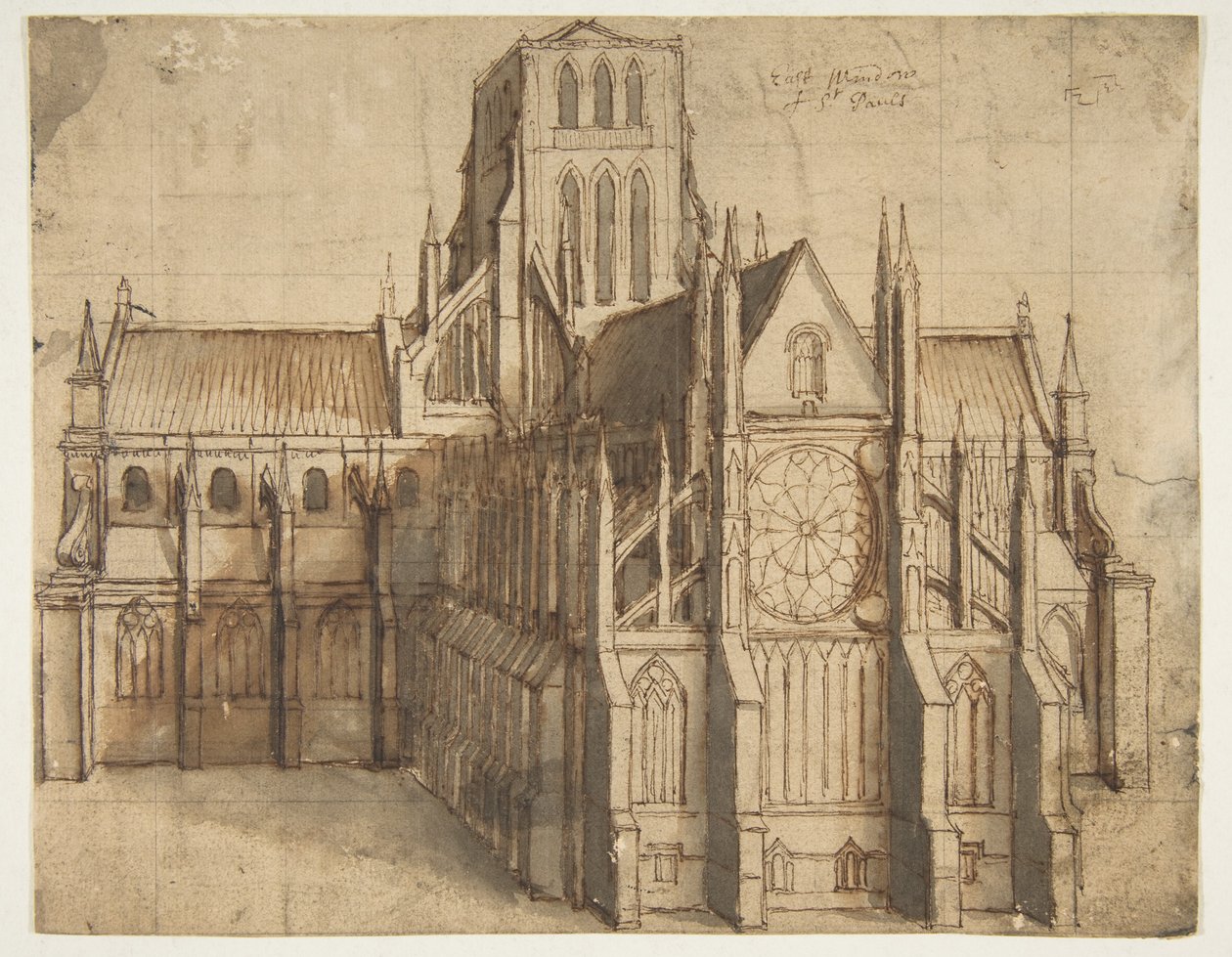 Den gamla St. Paul’s-katedralen i London, sedd från öster av Wenceslaus Hollar