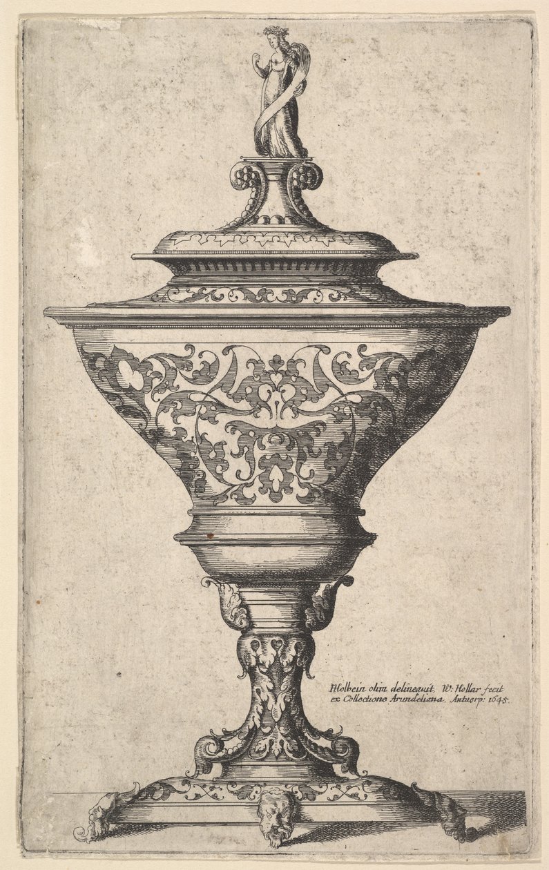 Utsmyckad bägare på fötter av masker, 1645. av Wenceslaus Hollar