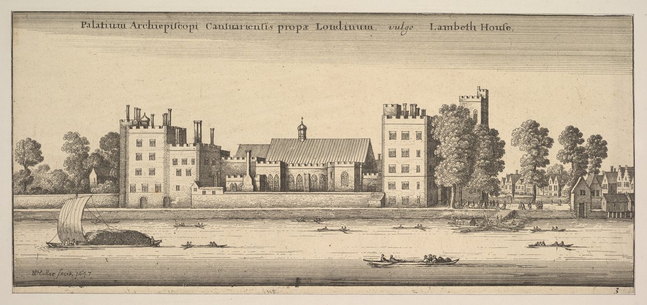 Palace of the Archbishop of Canterbury nära London Lambeth House Lambeth House: P..., 1647 av Wenceslaus Hollar