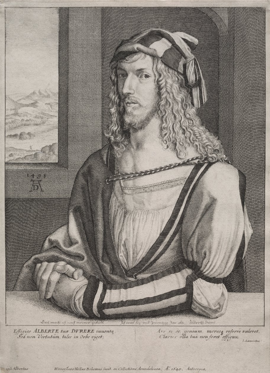 Porträtt av Albrecht Dürer, 26 år gammal av Wenceslaus Hollar