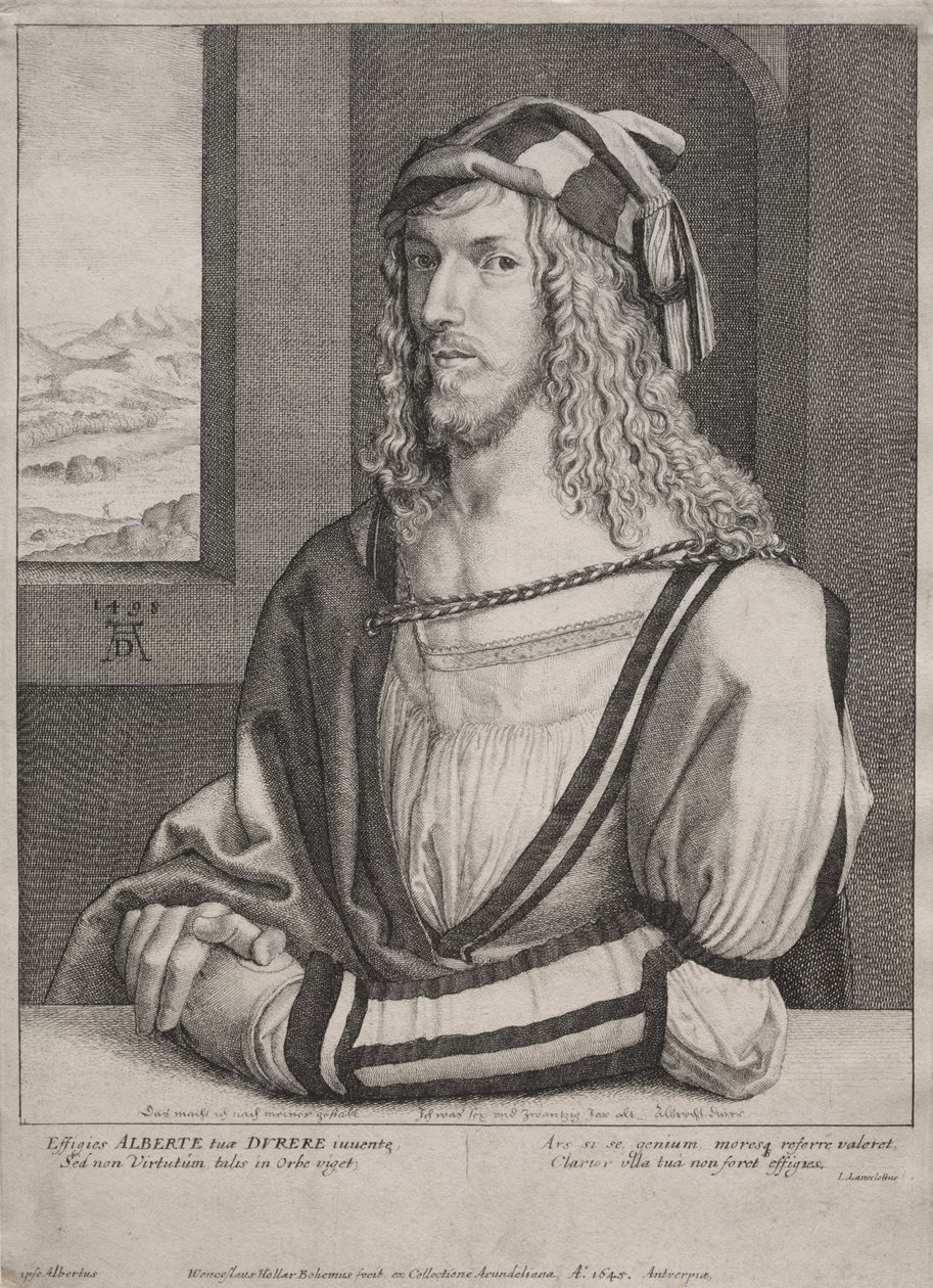 Porträtt av Albrecht Dürer, 26 år gammal av Wenceslaus Hollar