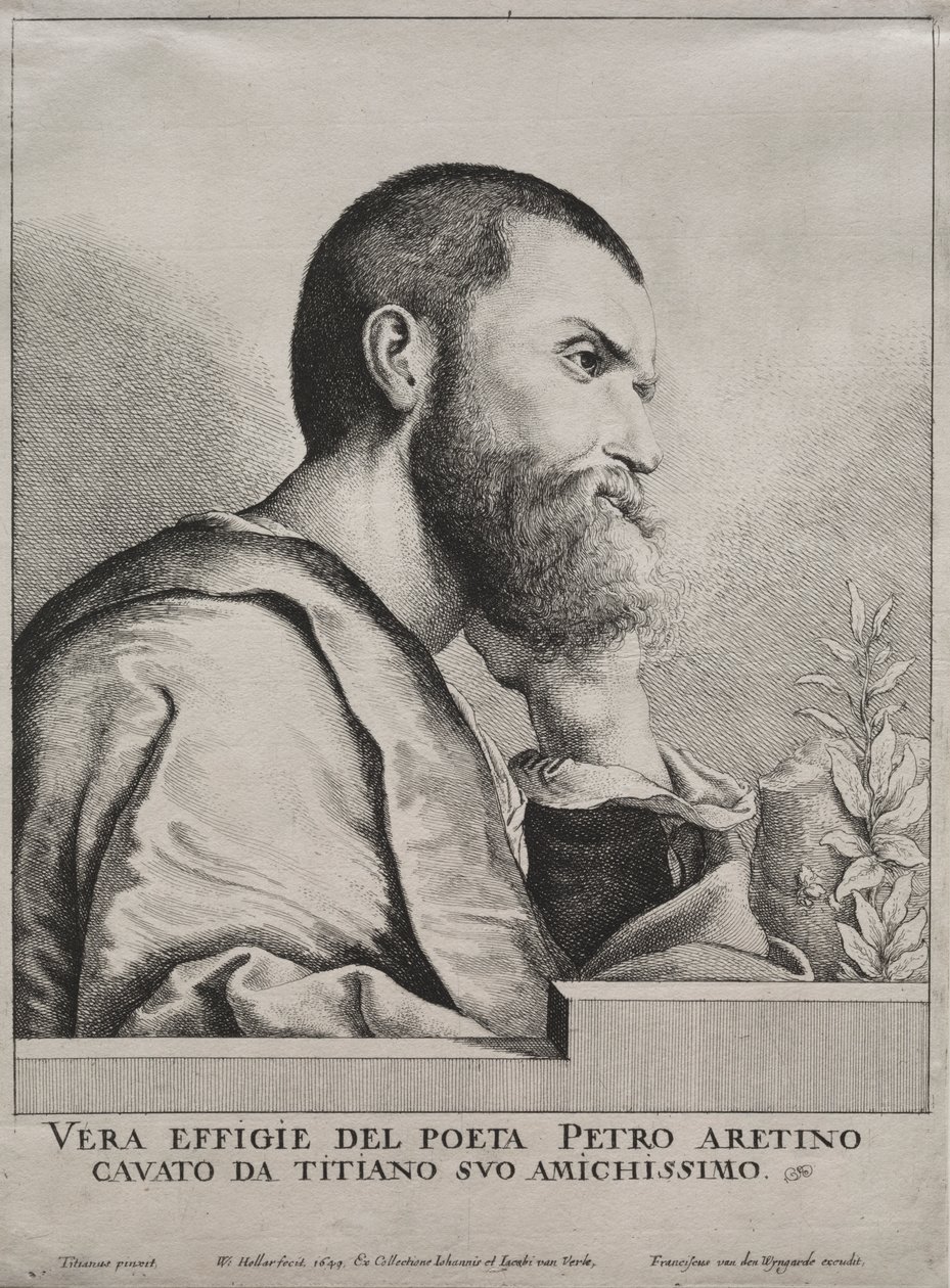 Porträtt av Pietro Aretino av Wenceslaus Hollar