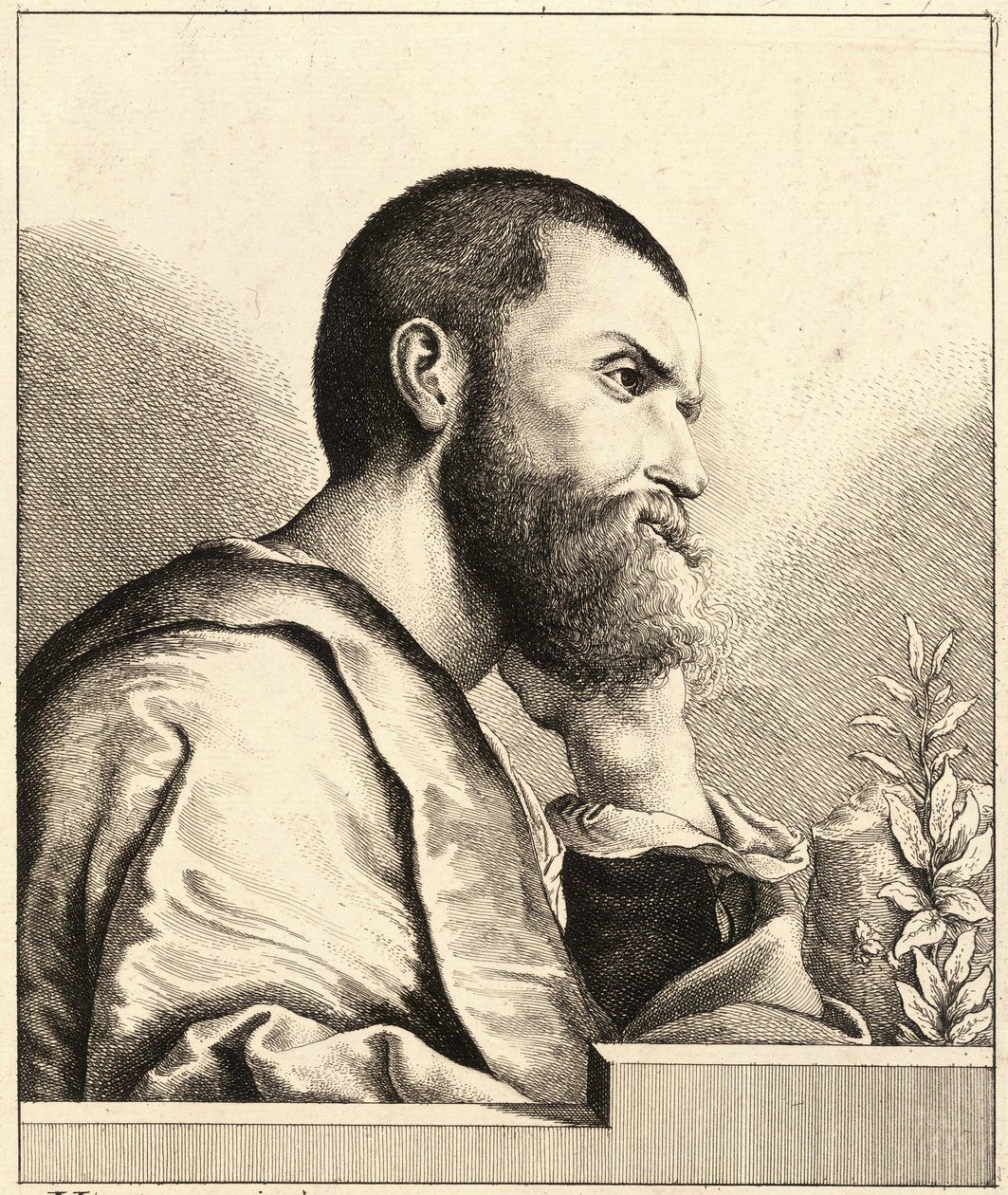 Porträtt av Pietro Aretino som ung man ca 1650 av Wenceslaus Hollar