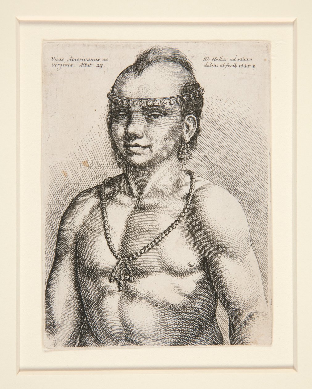 Porträtt av en indian, troligen krigaren Jaques, från Musée-Delaware Nation av Wenceslaus Hollar