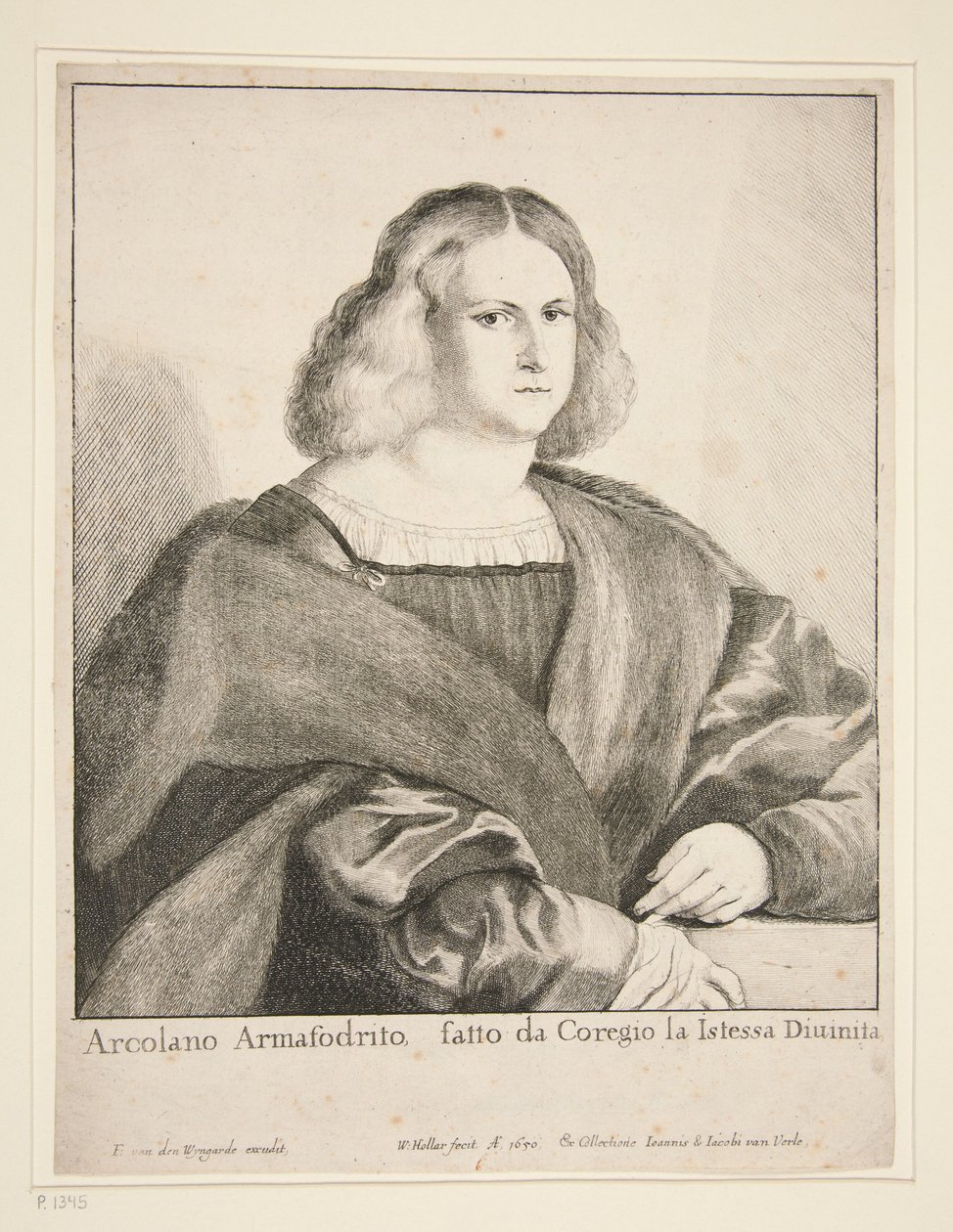 Porträtt av en man (Arcolano Armafodrito) av Wenceslaus Hollar