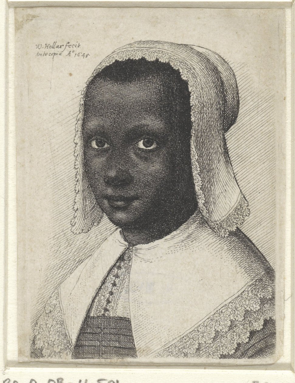 Porträtt av en ung svart kvinna, 1645 av Wenceslaus Hollar