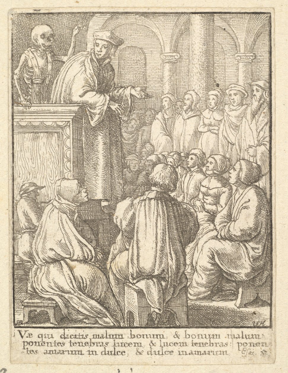Predikant, från Dödsdansen, 1651. av Wenceslaus Hollar