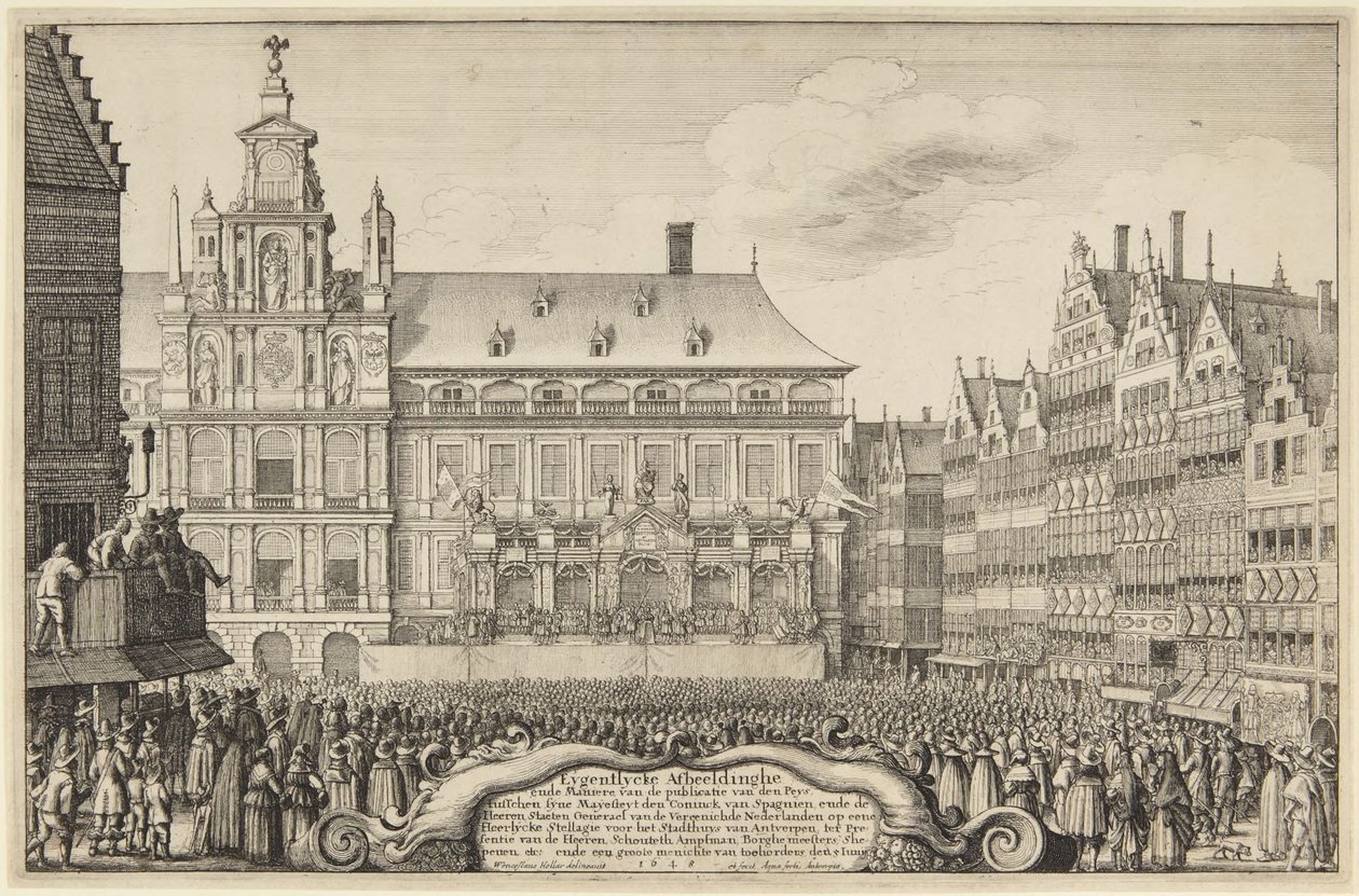 Fredsförklaring - Antwerpen av Wenceslaus Hollar