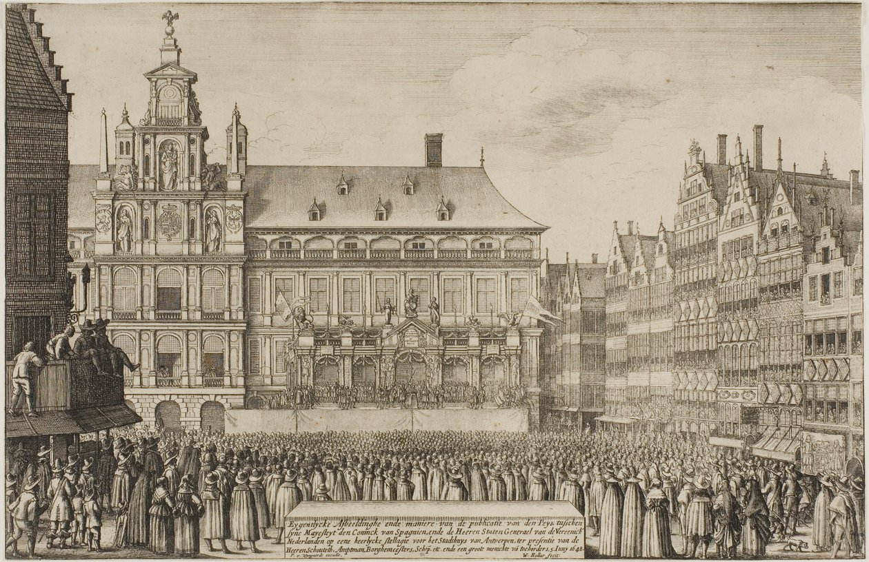 Tillkännagivande av Münsterfördraget av Wenceslaus Hollar