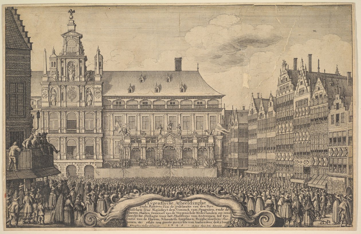 Tillkännagivande av fördraget i Munster, 1648. av Wenceslaus Hollar