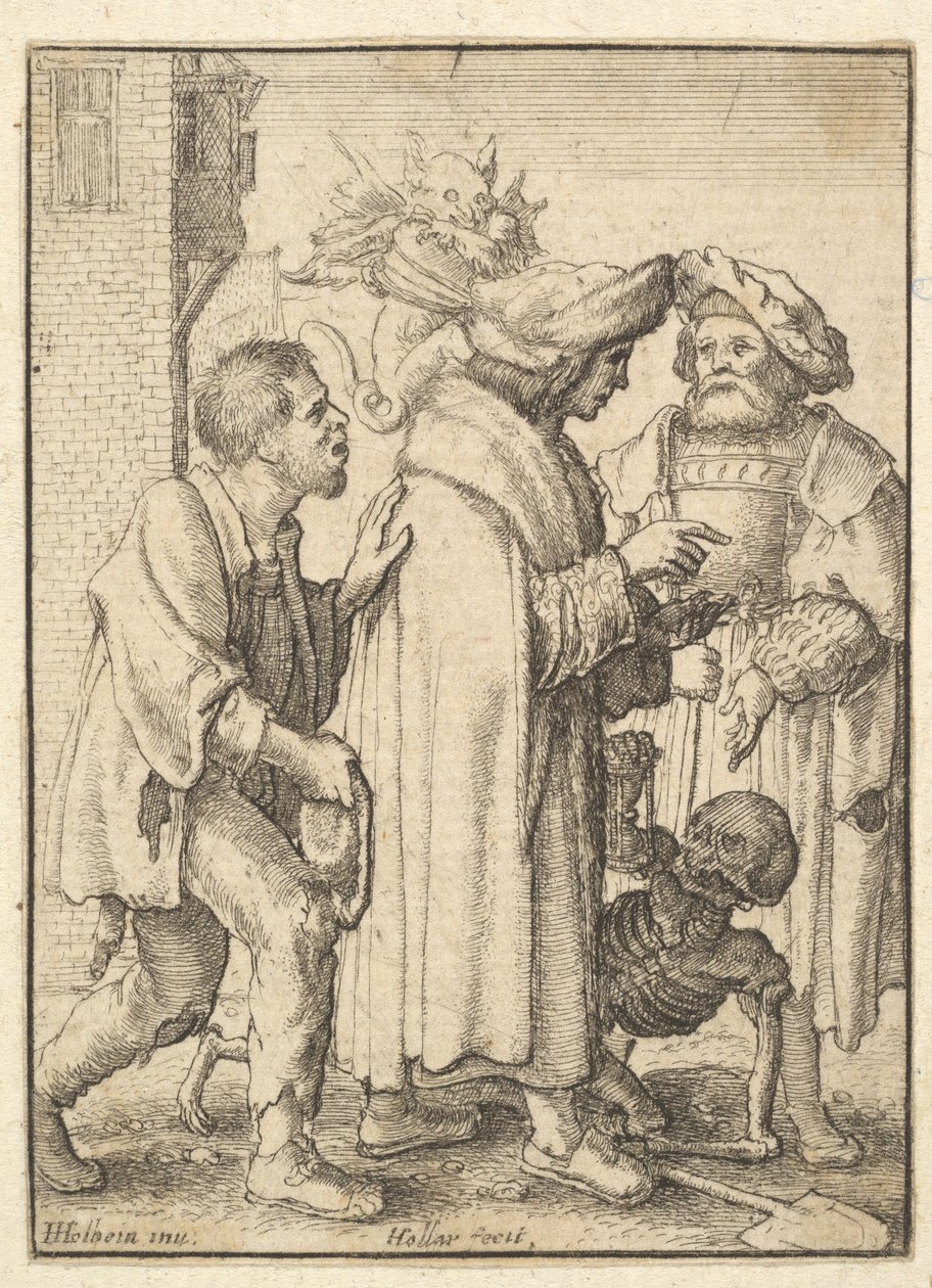 Rich Man, från Dödsdansen, 1651. av Wenceslaus Hollar