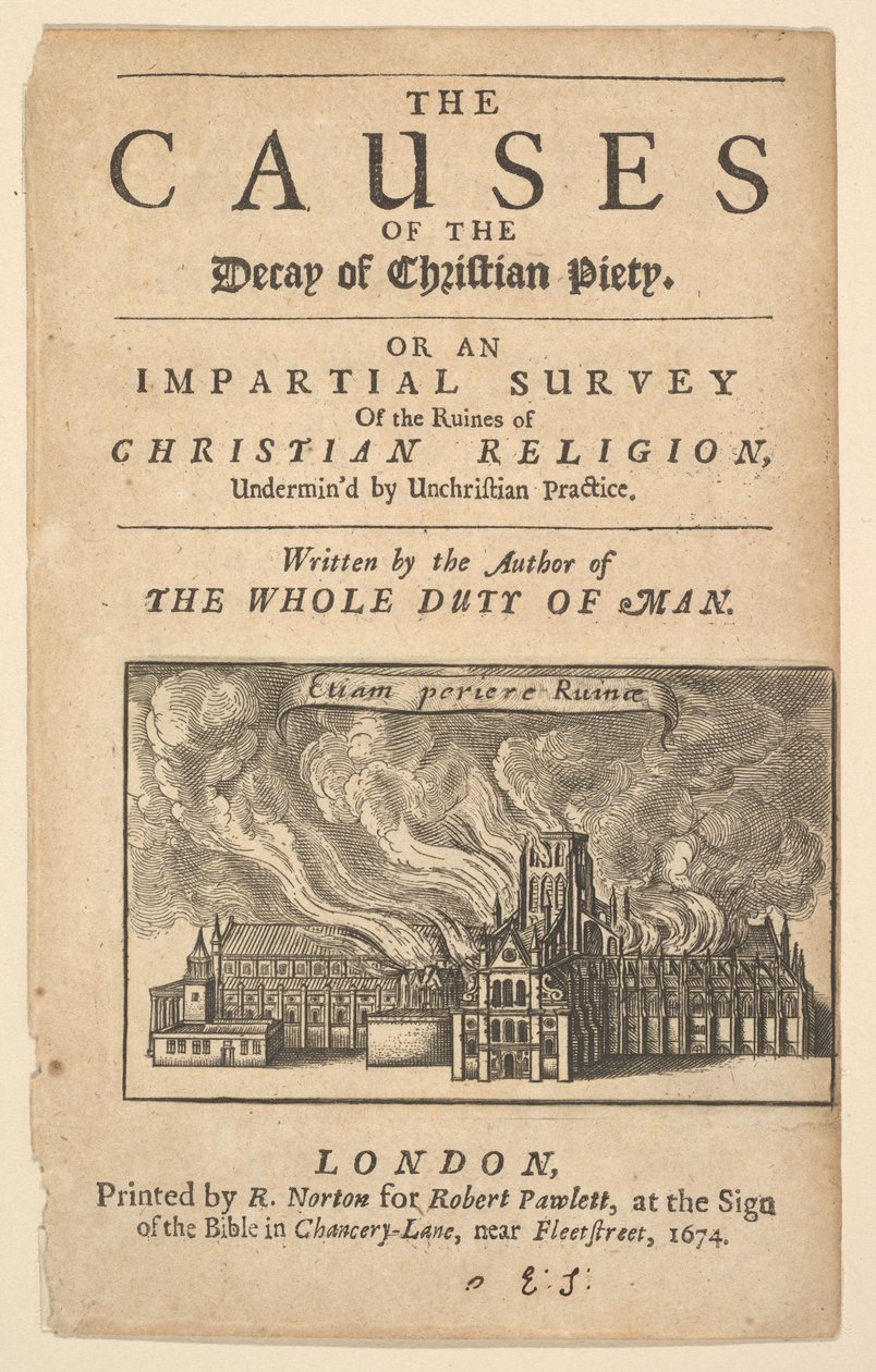 St. Pauls Burning, Lex ignea, 1671 eller senare. av Wenceslaus Hollar