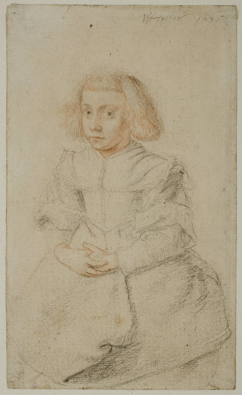 Studie av en sittande flicka, 1635 av Wenceslaus Hollar