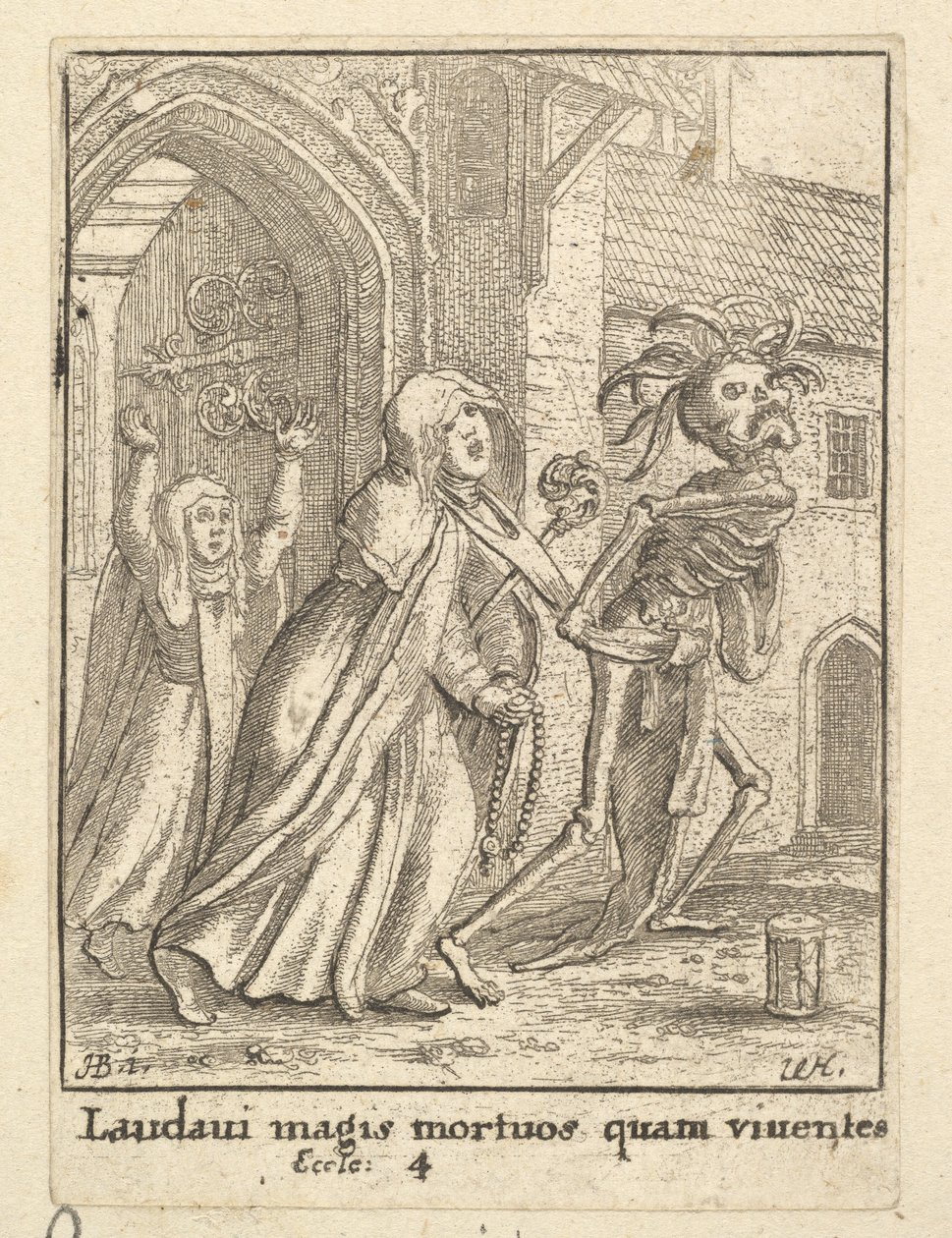 Abbedissan, från Dödsdansen, 1651. av Wenceslaus Hollar
