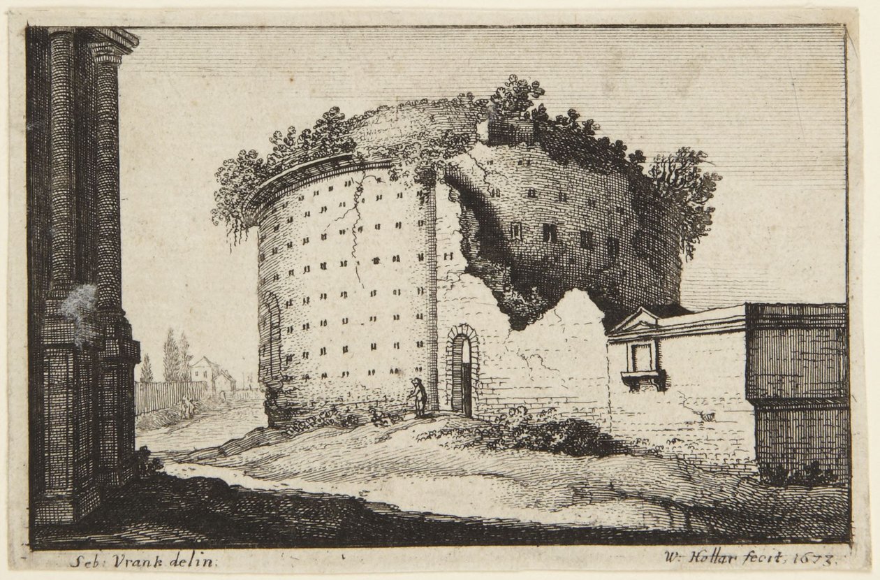 Den cirkulära byggnaden av Wenceslaus Hollar