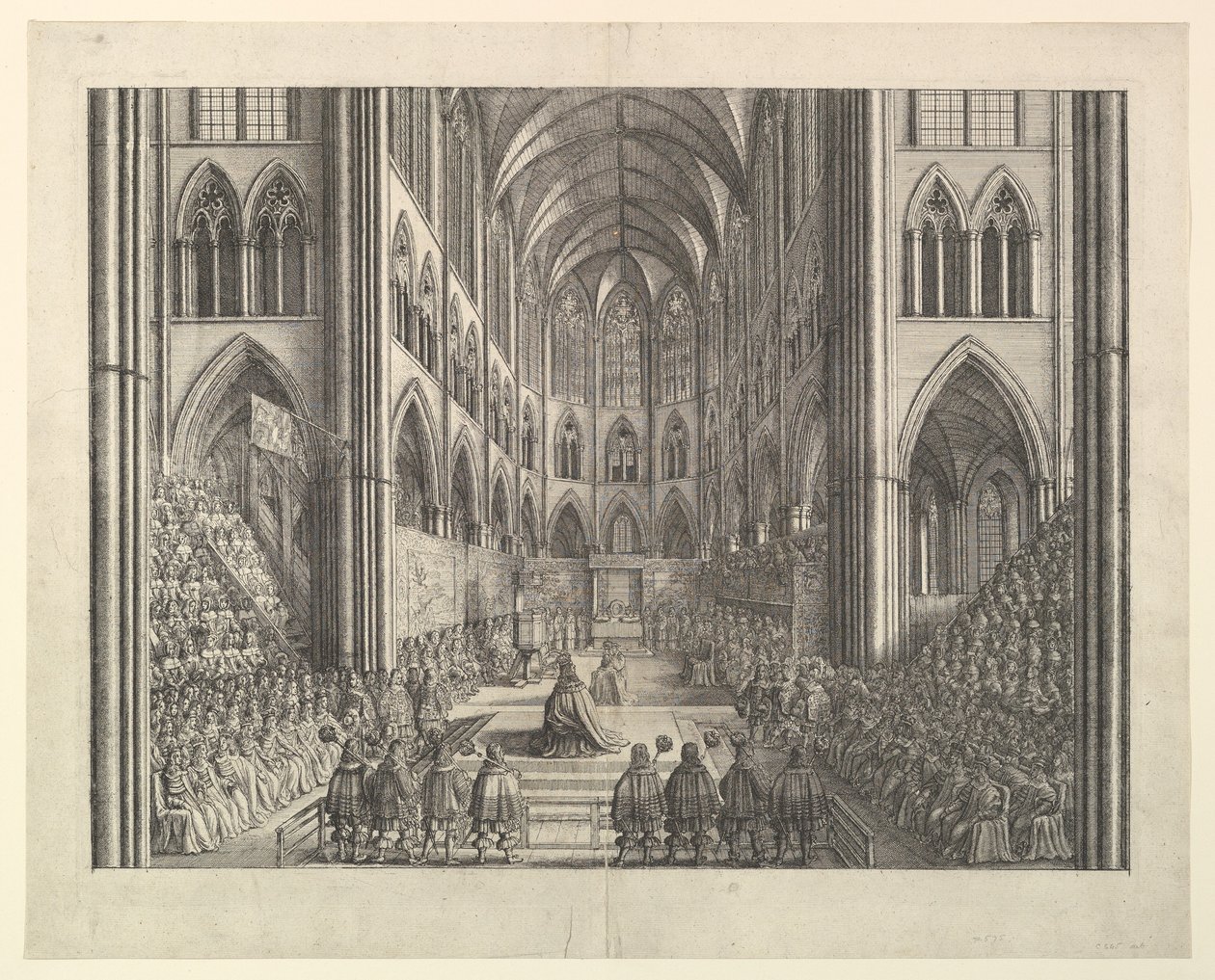 Kröningen av kung Karl II i Westminster Abbey, 23 april 1661 (ur John Ogilbys "The Entertainment of...Charles II", London, 1662) av Wenceslaus Hollar