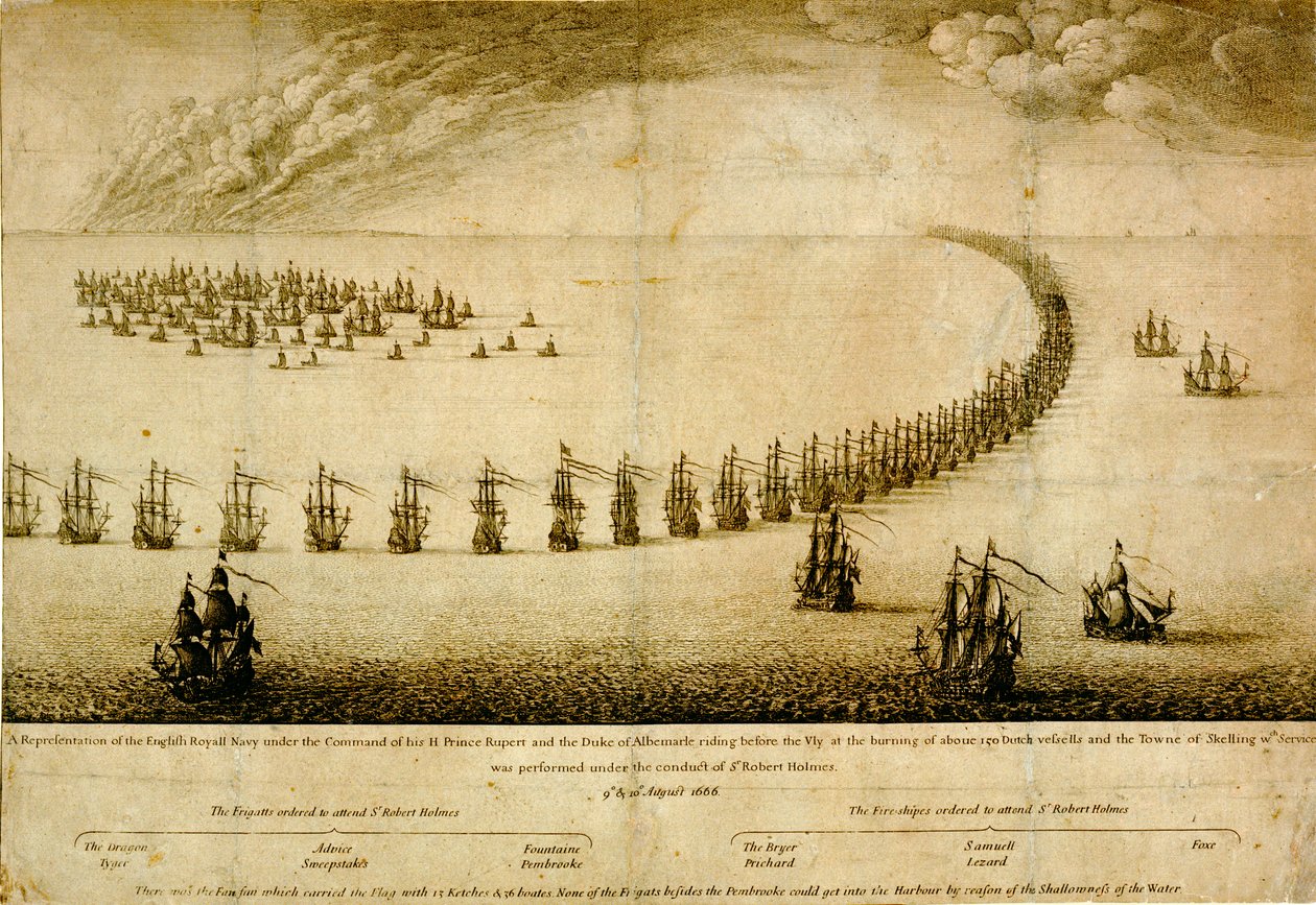 Den engelska flottan i rörelse före Vly av Wenceslaus Hollar