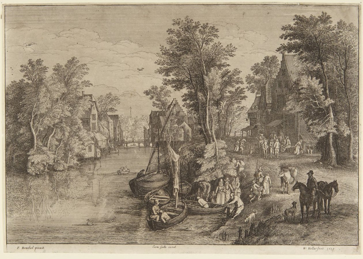 Färjan i byn av Wenceslaus Hollar