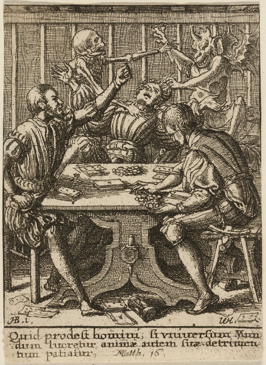 Spelarna och döden, från Dödsdansen av Wenceslaus Hollar
