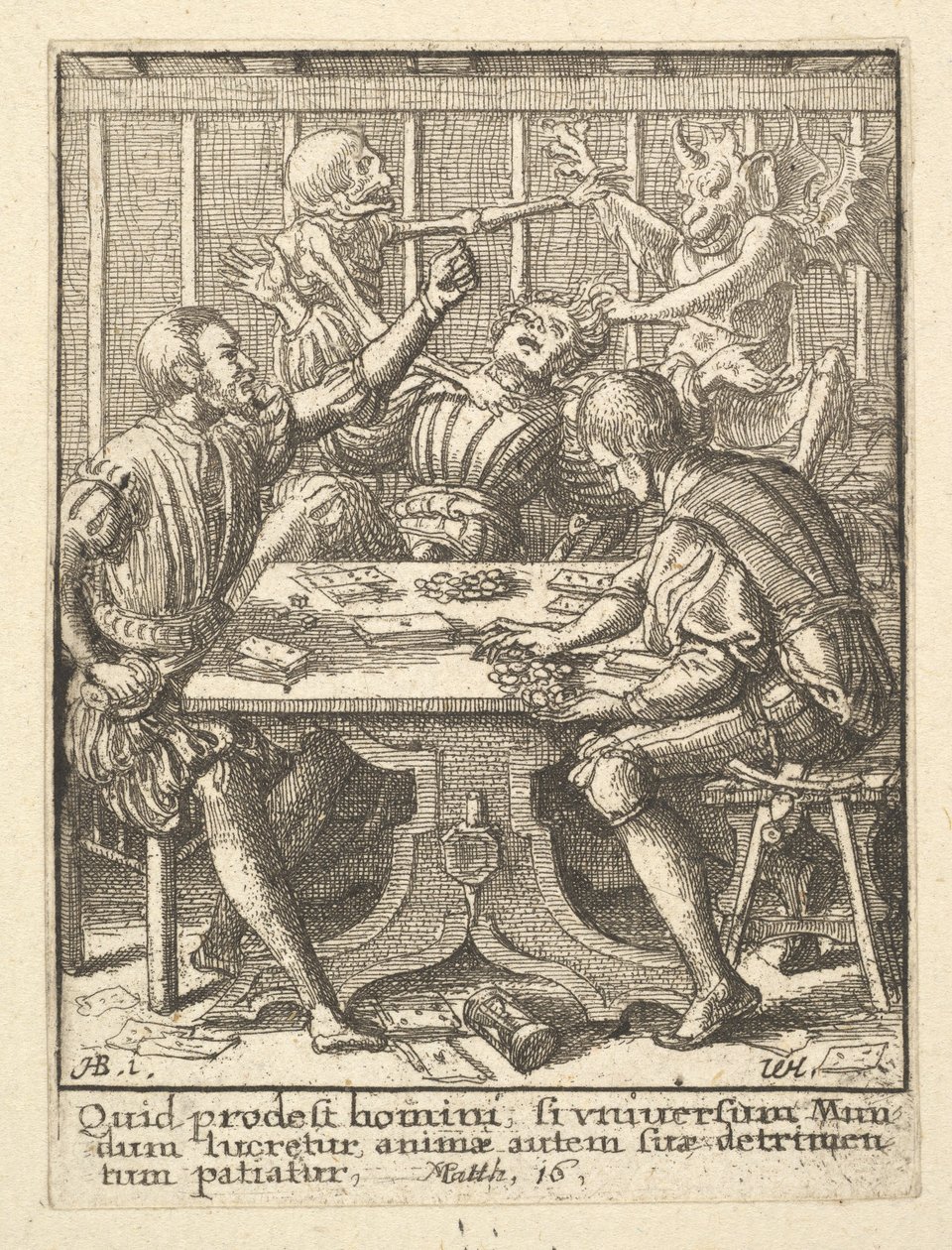 The Gamesters, från Dödsdansen, 1651. av Wenceslaus Hollar