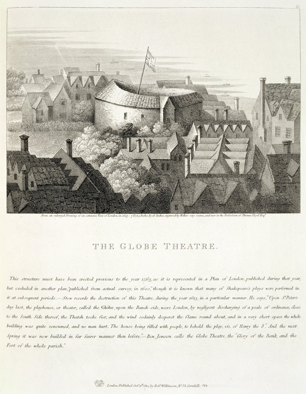 The Globe Theatre, ca 1647, utgiven av Robert Wilkinson, London, 1810 av Wenceslaus Hollar