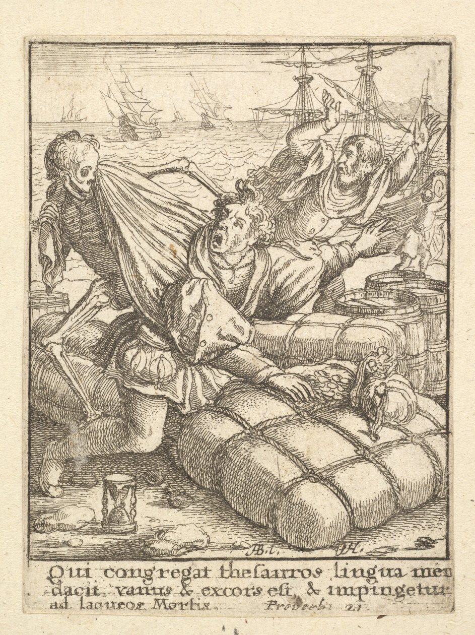 Köpmannen, från Dödsdansen, 1651. av Wenceslaus Hollar