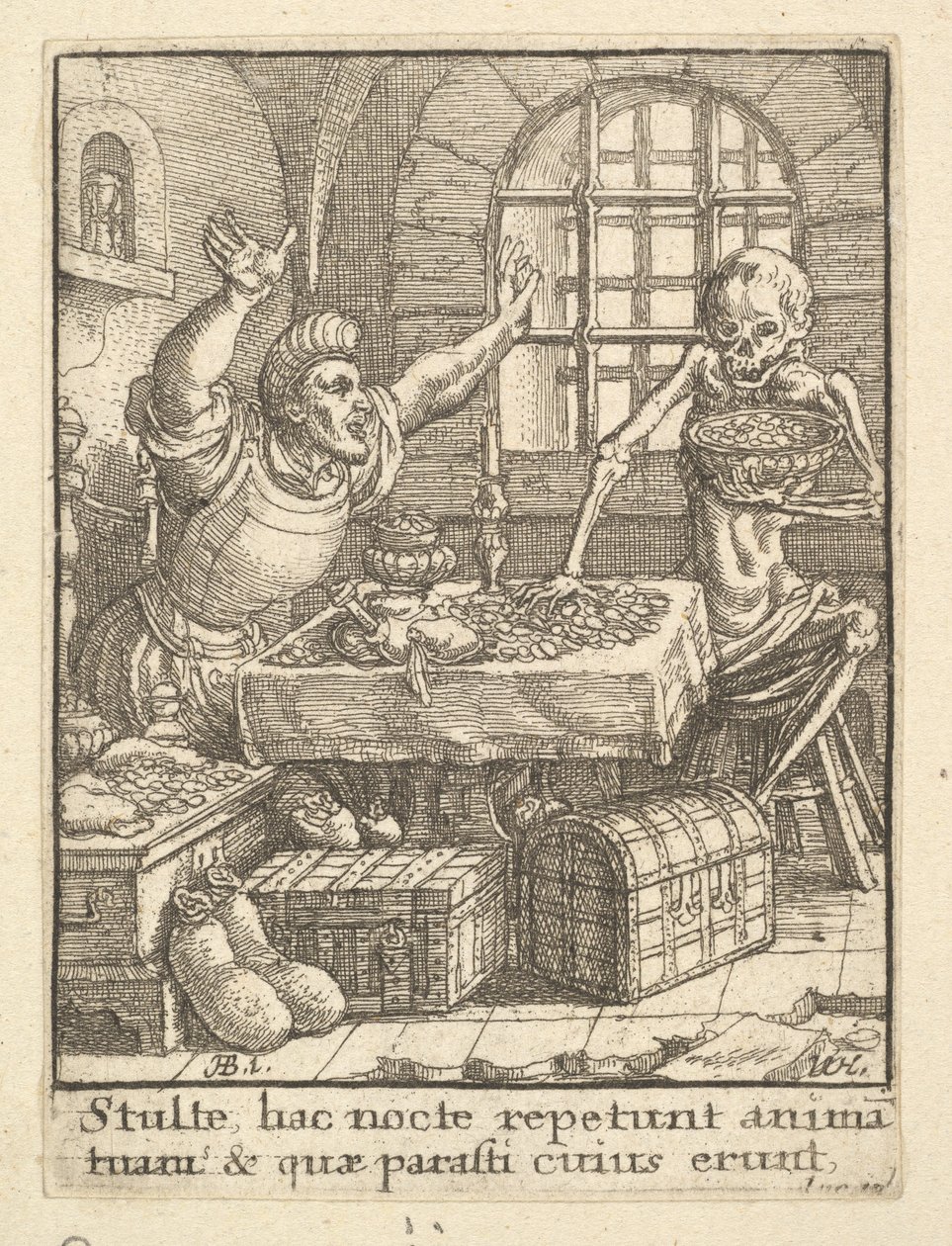 Snålen, från Dödsdansen, 1651. av Wenceslaus Hollar
