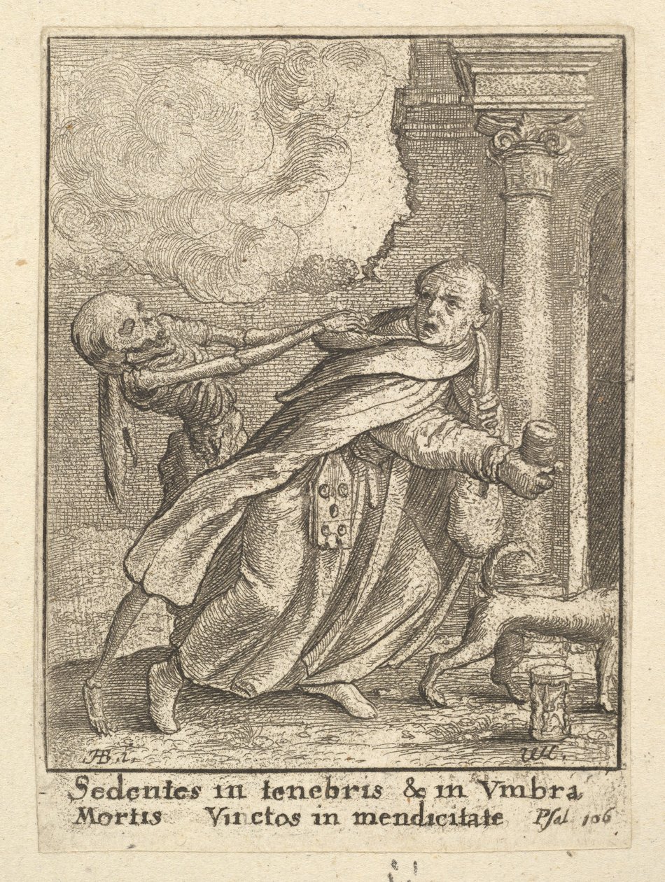 Munken, från Dödsdansen, 1651. av Wenceslaus Hollar