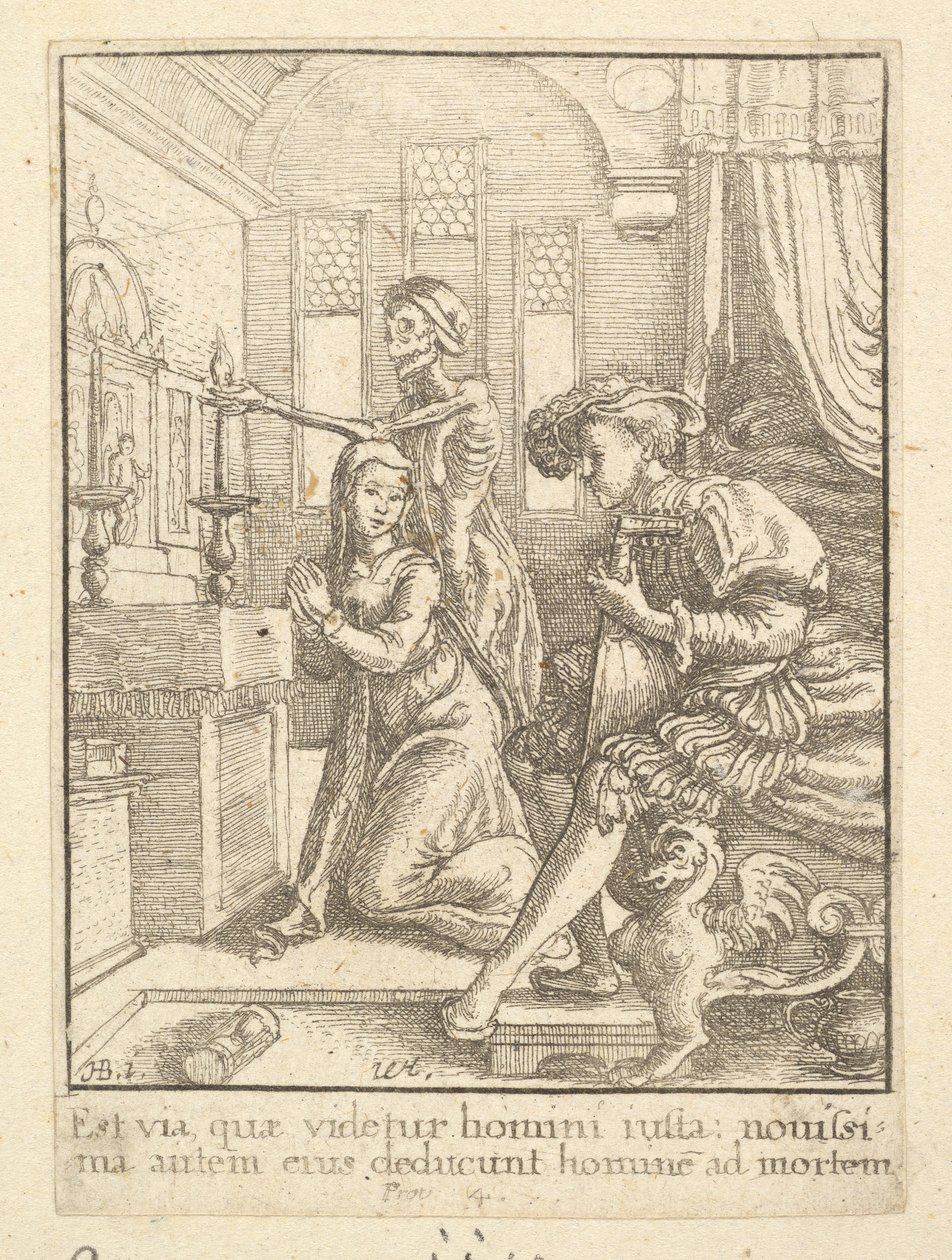 Nunnan, från Dödsdansen, 1651. av Wenceslaus Hollar