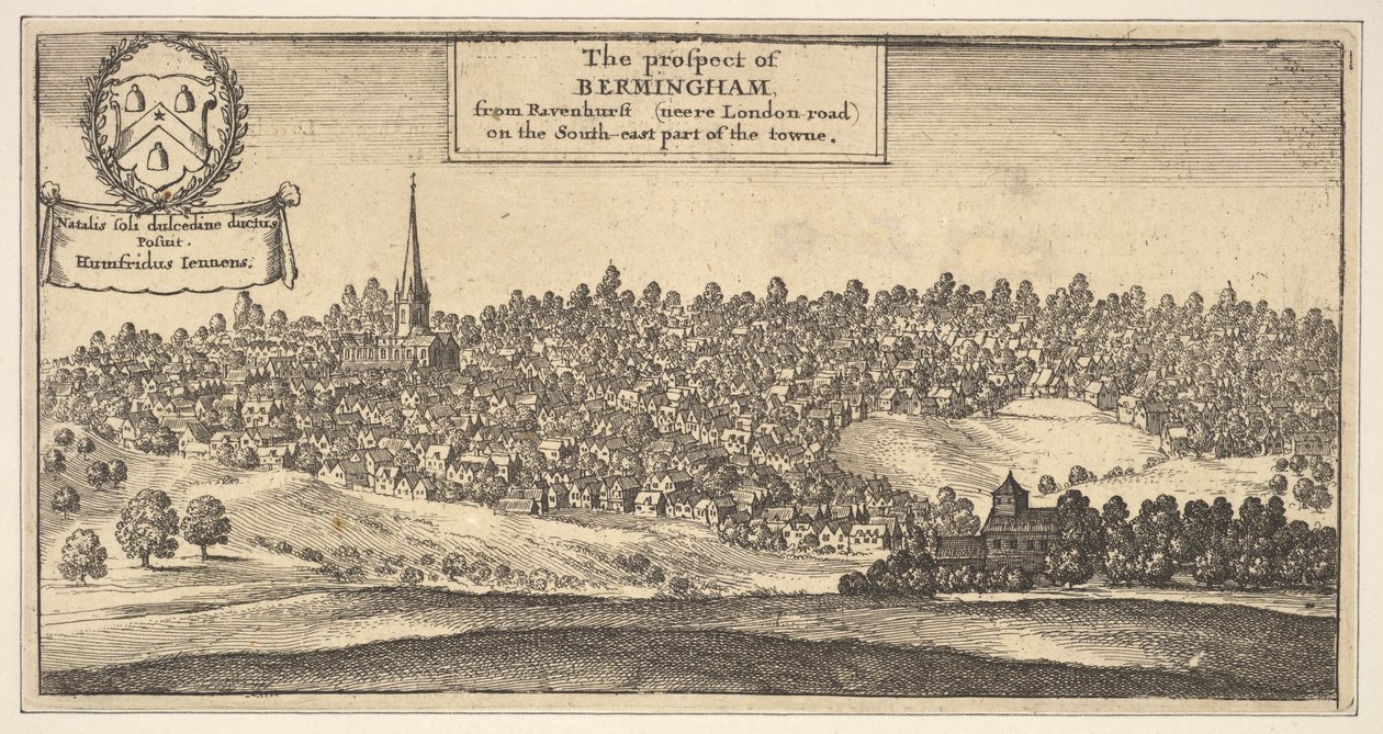 The Prospect of Bermingham, från Ravenshurst neare London-road på den sydöstra delen..., 1625-77. av Wenceslaus Hollar