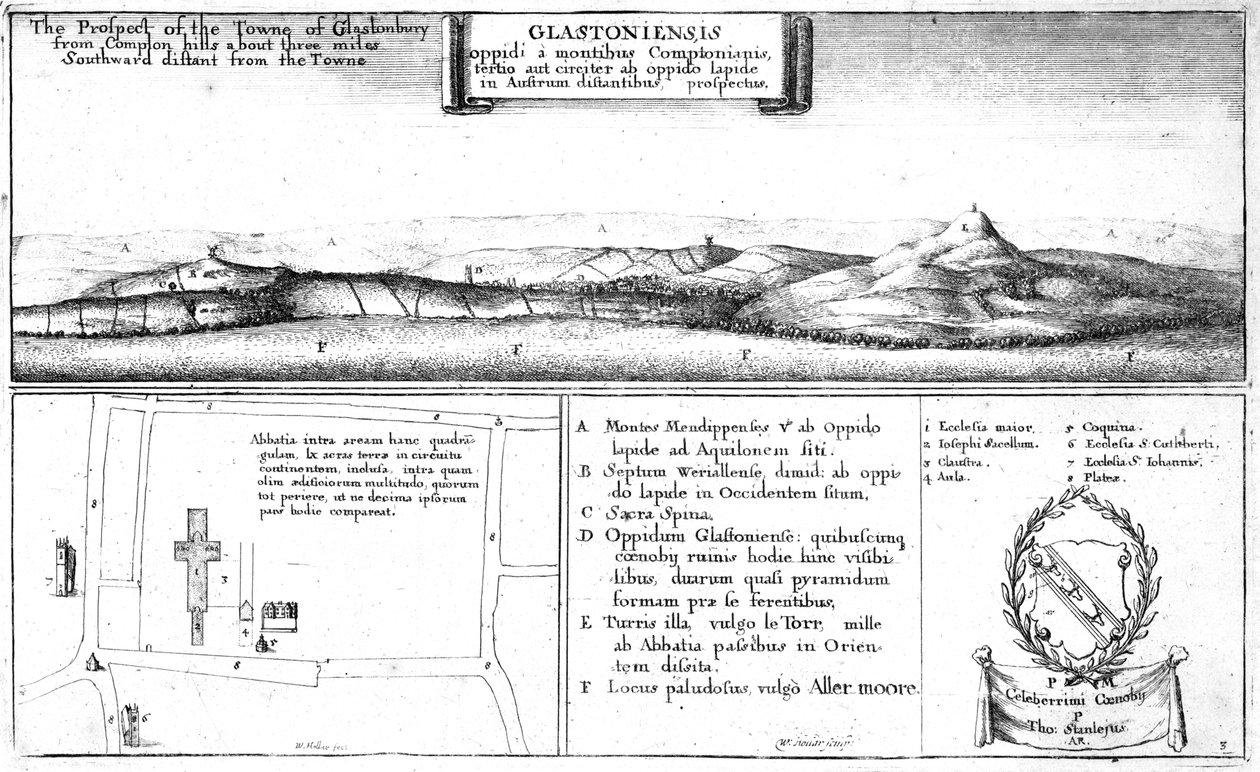 The Prospect of the Towne of Glastonbury, sent 1600-tal av Wenceslaus Hollar