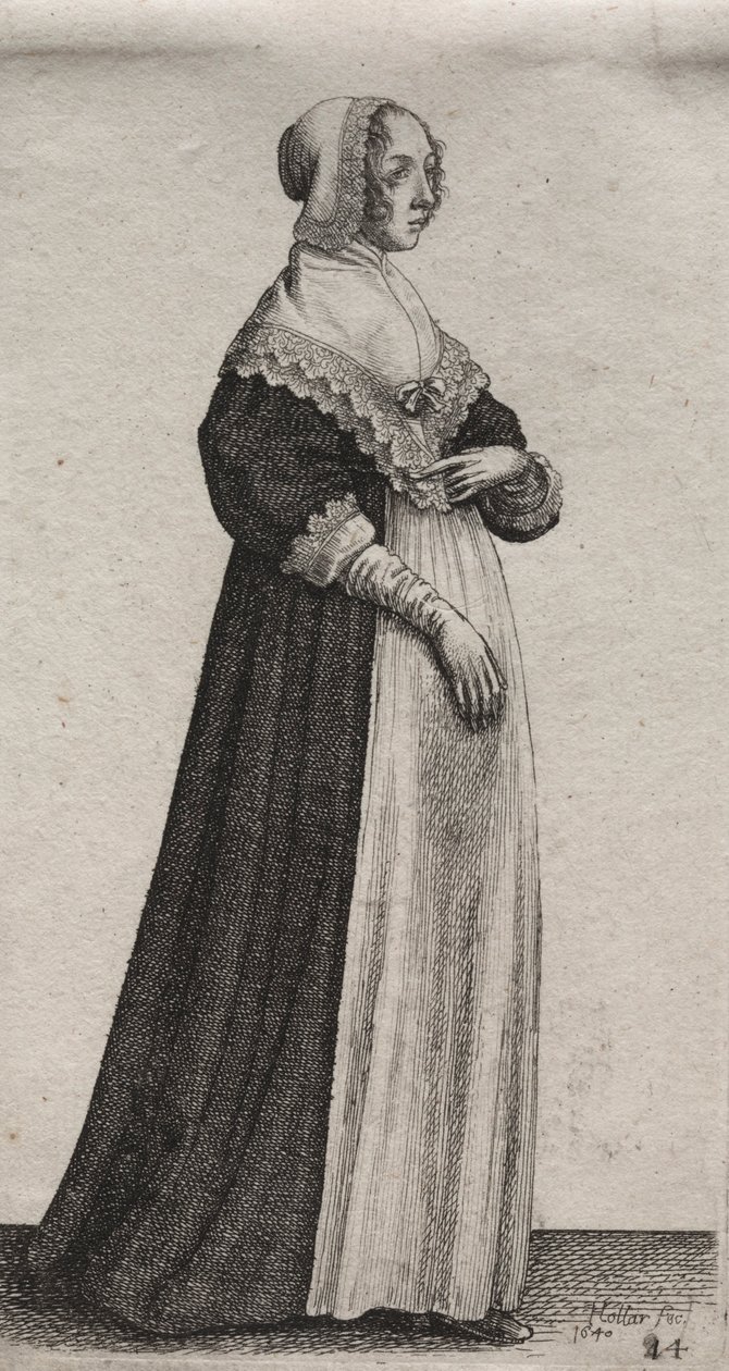 Engelska kvinnors flera vanor, från adeln till landets kvinnor..., 1640. av Wenceslaus Hollar