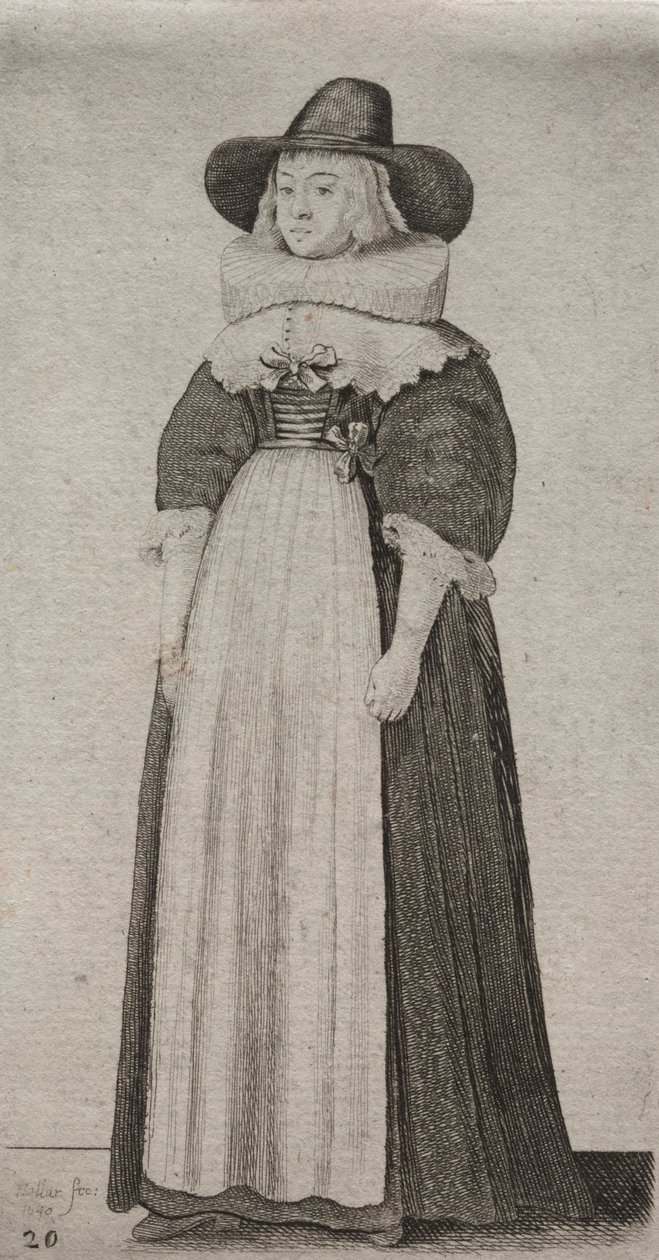 Engelska kvinnors flera vanor, från adeln till landets kvinnor..., 1640. av Wenceslaus Hollar