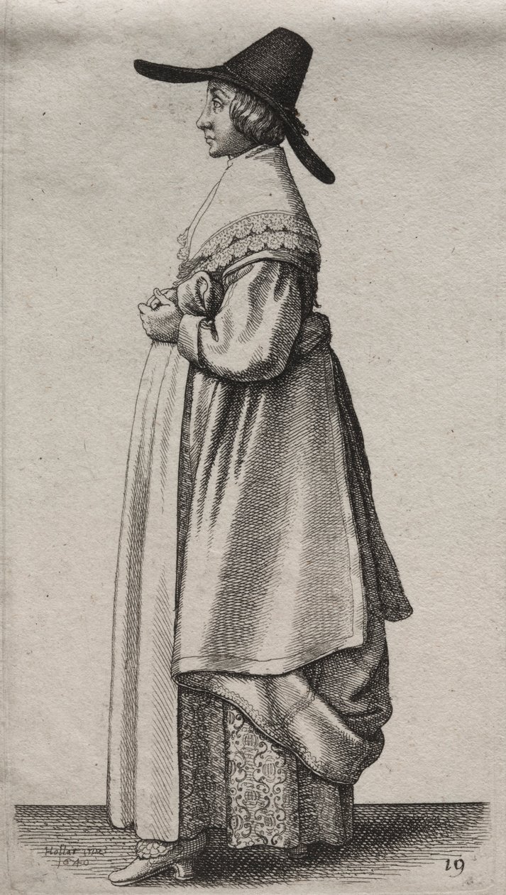 Engelska kvinnors flera vanor, från adeln till landets kvinnor..., 1640. av Wenceslaus Hollar