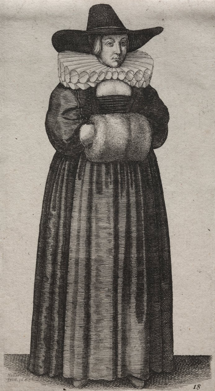 Engelska kvinnors flera vanor, från adeln till landets kvinnor..., 1640. av Wenceslaus Hollar