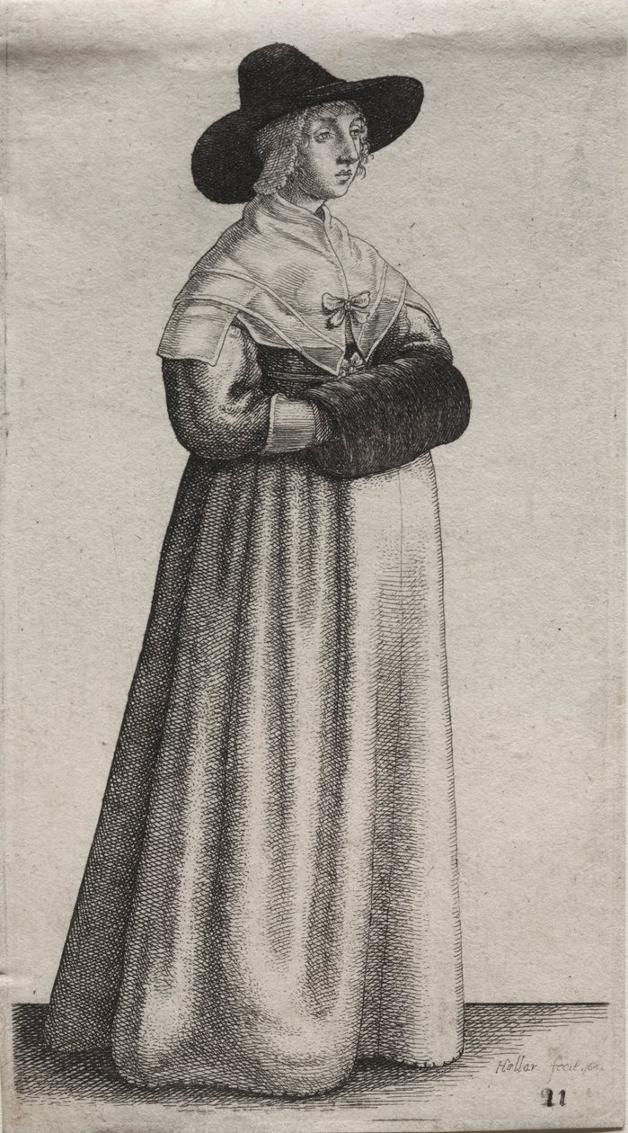 Engelska kvinnors flera vanor, från adeln till landets kvinnor..., 1640. av Wenceslaus Hollar