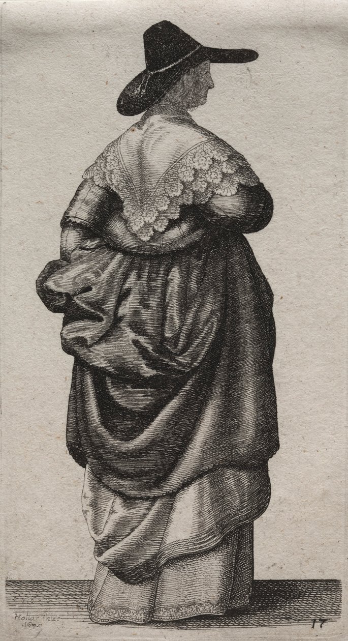 Engelska kvinnors flera vanor, från adeln till landets kvinnor..., 1640. av Wenceslaus Hollar