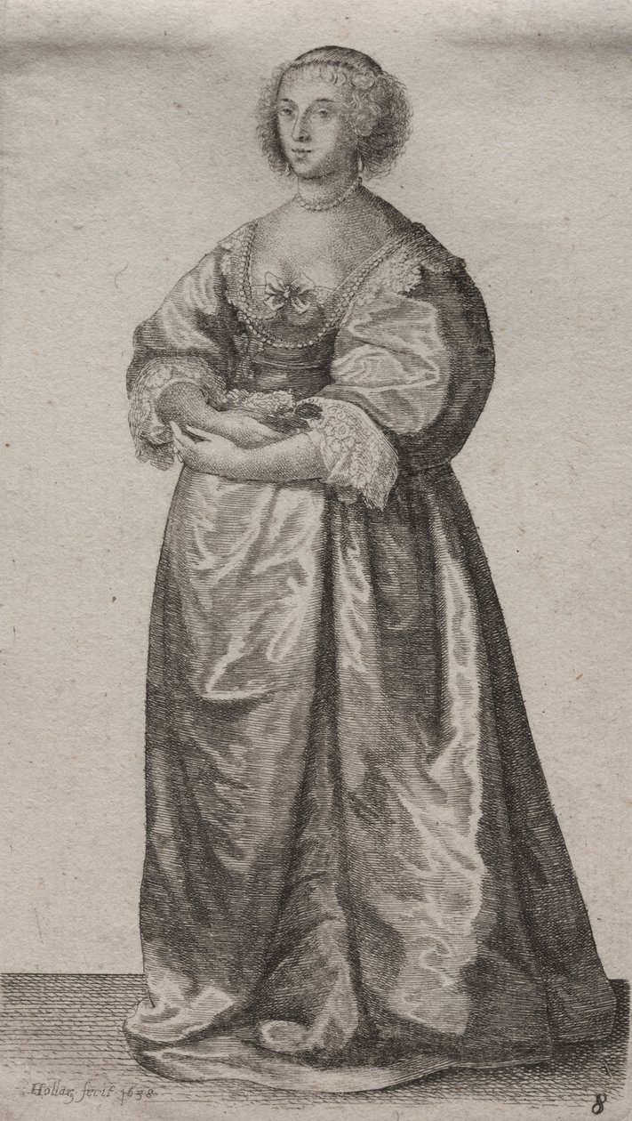 Engelska kvinnors flera vanor, från adeln till landets kvinnor som de är i dessa tider: Kvinnan med blommor av Wenceslaus Hollar
