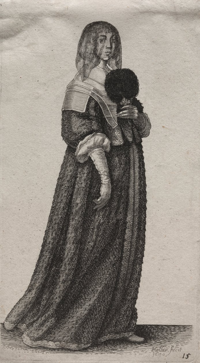 Engelska kvinnors flera vanor, från adeln till landets kvinnor som de är i dessa tider: The Veiled Woman av Wenceslaus Hollar