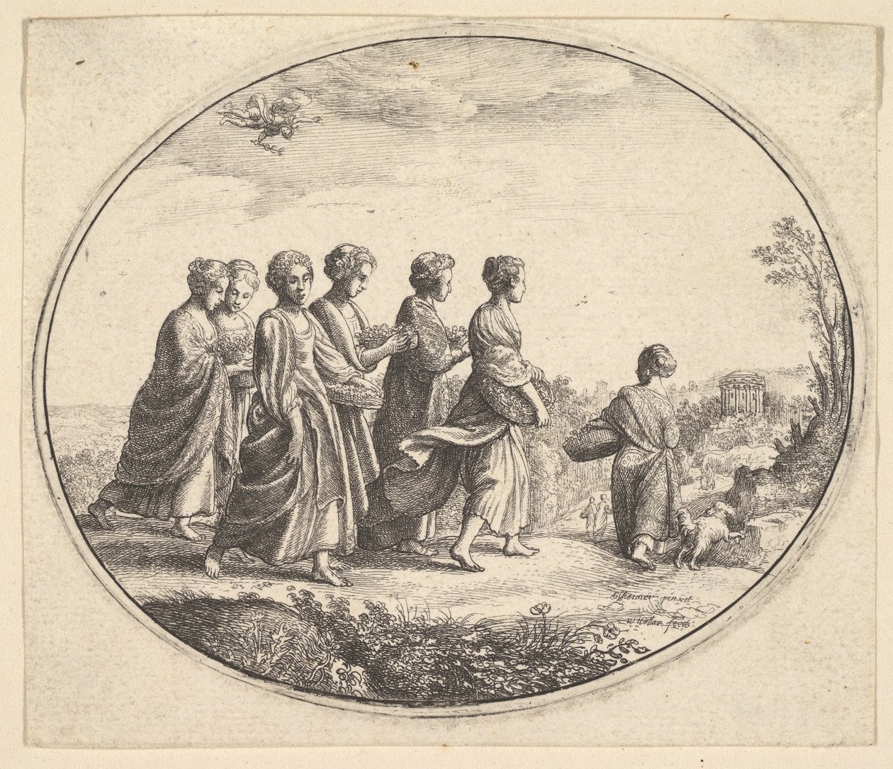 Döttrarna till Aglaura Mercury och Herse, ca. 1646. av Wenceslaus Hollar