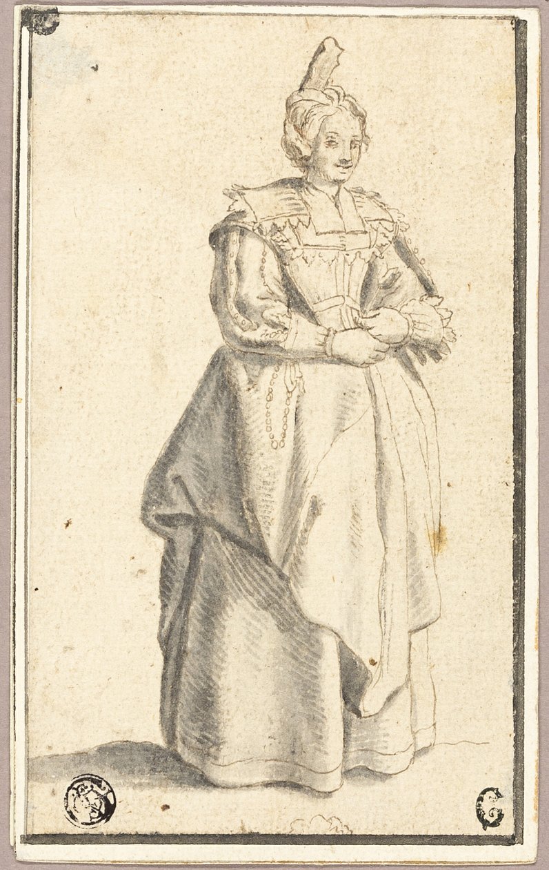 Damen med den lilla upphöjda kepsen, efter ett tryck från La Noblesse av Wenceslaus Hollar