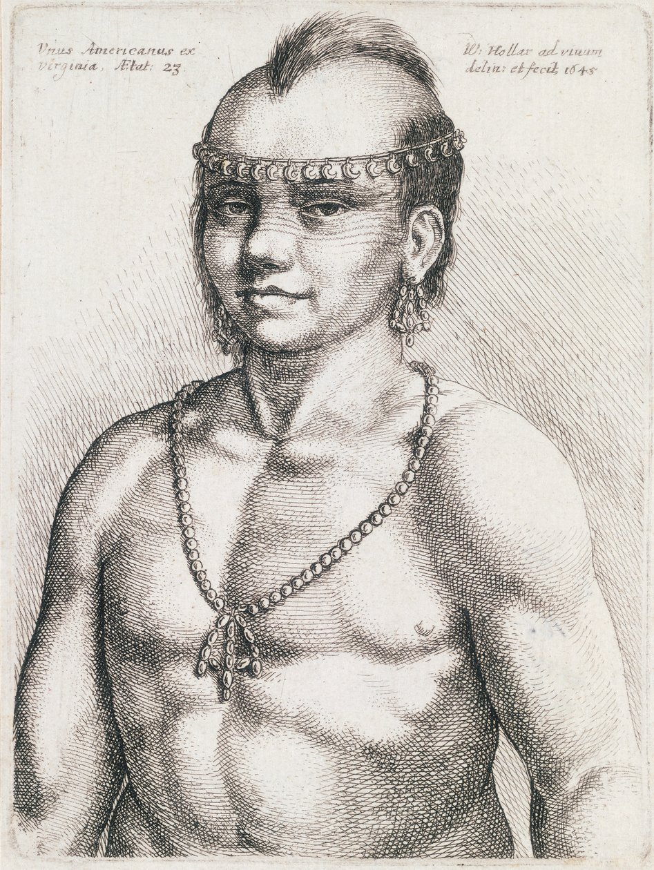 Tjugotre år gammal indian från Virginia, gravyr av Wenceslaus Hollar (1607-1677) av Wenceslaus Hollar