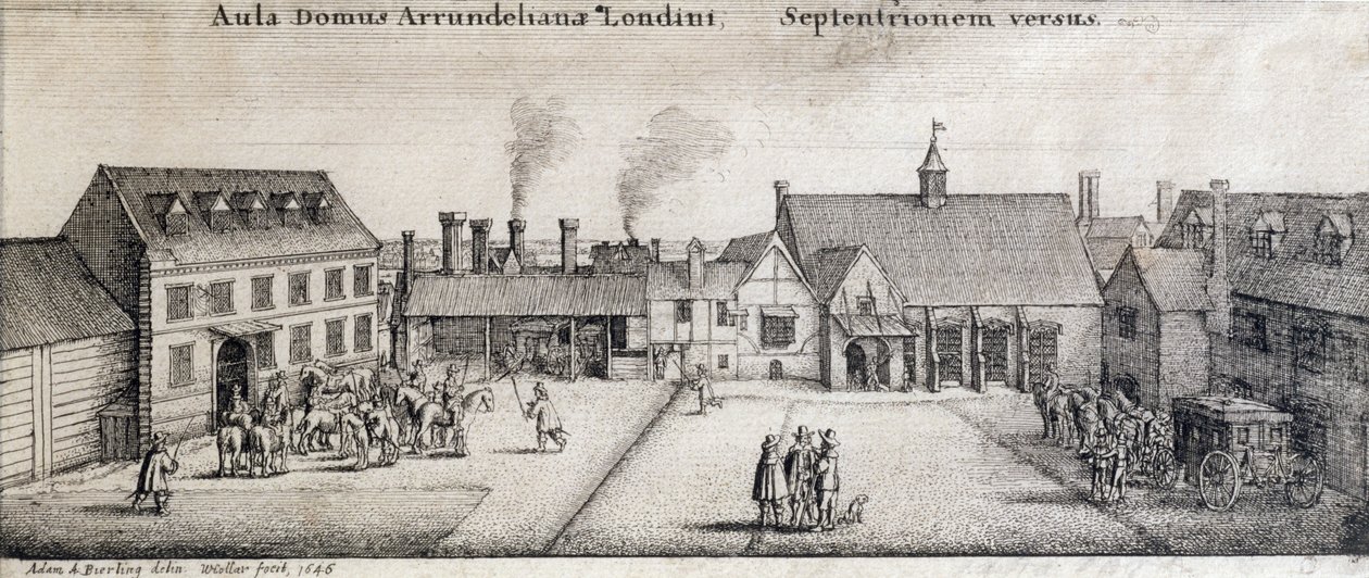 Vy över Arundel House, Strand, London, graverad av Adam Bierling, 1646 av Wenceslaus Hollar