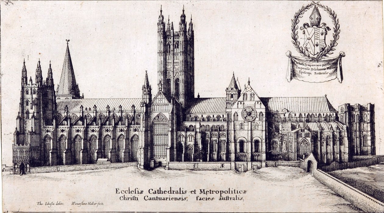 Utsikt över Canterbury Cathedral från söder, c.1638-66 av Wenceslaus Hollar