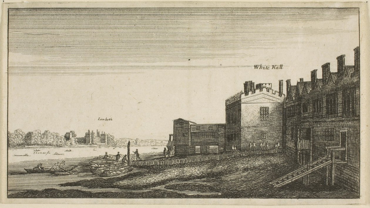 Utsikt över Lambeth Palace från floden vid Whitehall Stairs av Wenceslaus Hollar